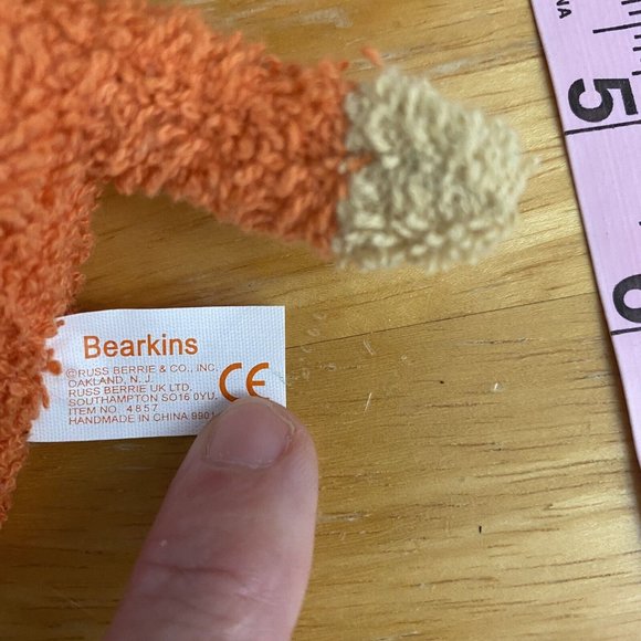 Vintage 4" RUSS BERRIE TERRY BEAR MINI pumpkin Stuffed Plush BEAN BAG - Picture 4 of 7